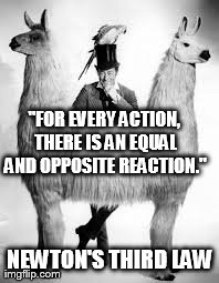 “For every action, there is an equal and opposite reaction.” Newton’s Third Law
